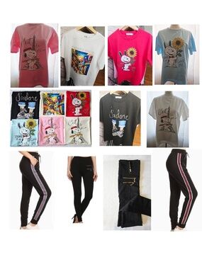 Lot of 12 pieces (6 T-shirts overside and 6 joggers or leggings)